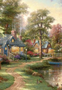 Παζλ Kinkade Σπίτι λίμνη (1500 κομμάτια)