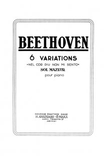 6 Παραλλαγές Για Πιάνο Σε Σολ Μείζονα, Στο Θέμα «Nel Co...
